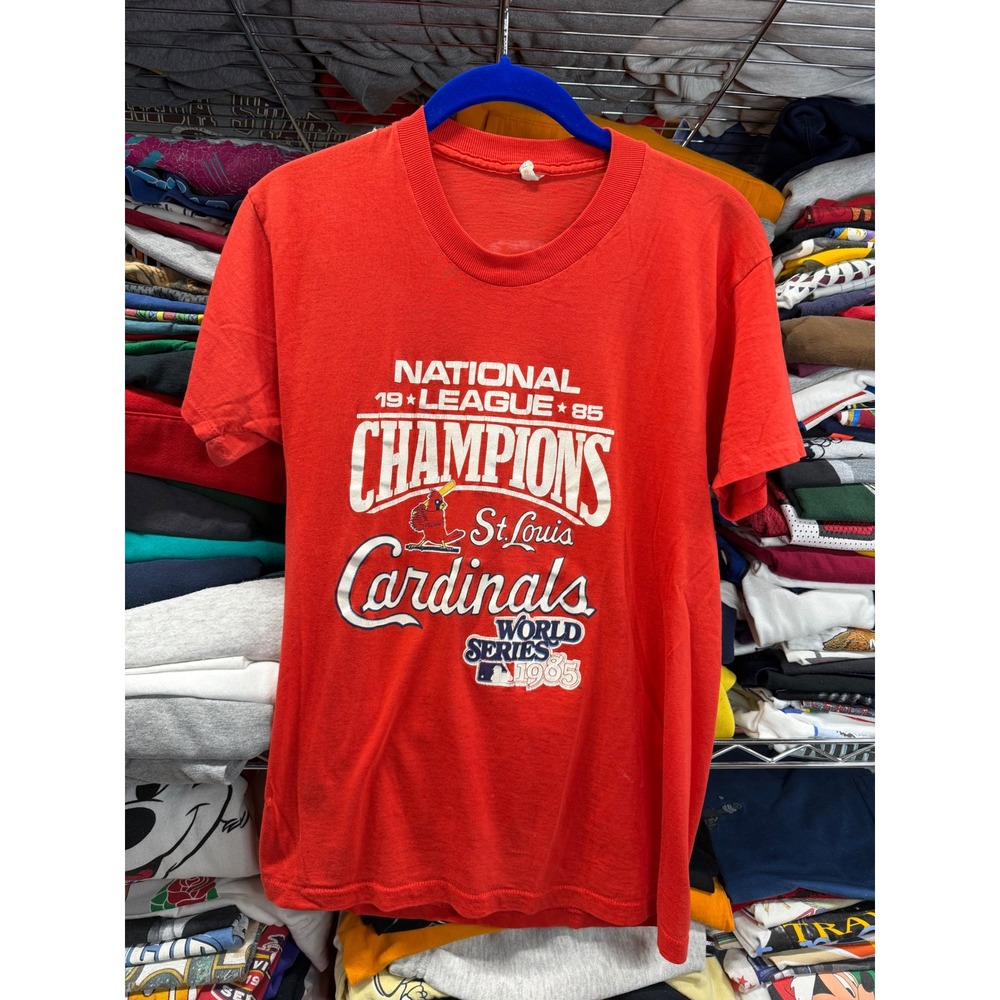Vintage 1985 St Louis Cardinals World Series NL Champions TShirt Red Mens Medium